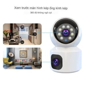 Camera wifi Yoosee 2 mắt trong nhà, ban đêm có màu, xoay 360